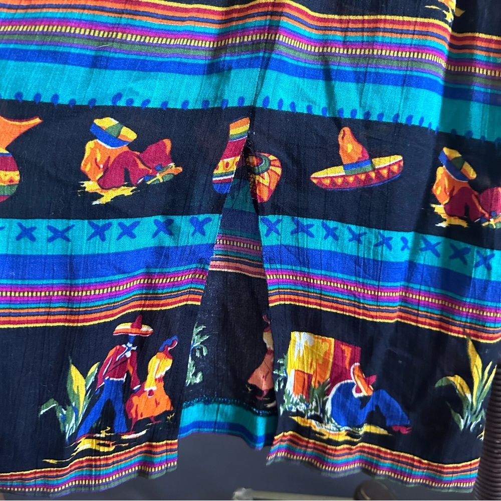 ✨ Vintage PHOEBE Petites Fiesta Print Dress – Southwestern Mexican Sombrero Scen - Picture 9 of 11